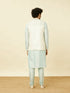 Manyavar Cream Light Green Bel Buti Patterned Jacket Set