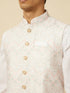Manyavar Pristine White Chevron Patterned Jacket Set