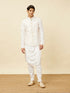 Manyavar Pristine White Chevron Patterned Jacket Set