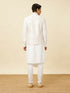 Manyavar Pristine White Chevron Patterned Jacket Set