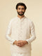 Manyavar Warm White Medallion Printed Jacket set