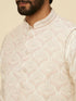 Manyavar Warm White Medallion Printed Jacket set