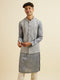 Manyavar Dark Grey Chevron Patterned Jacket Set