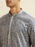 Manyavar Dark Grey Chevron Patterned Jacket Set