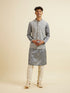Manyavar Dark Grey Chevron Patterned Jacket Set
