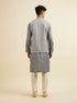 Manyavar Dark Grey Chevron Patterned Jacket Set