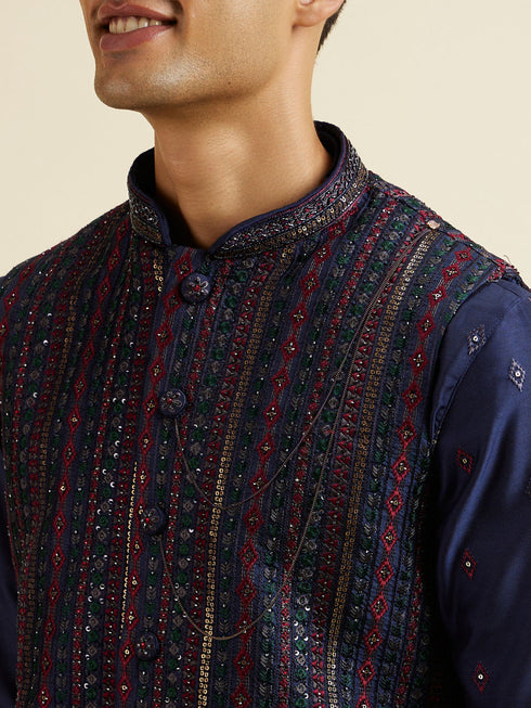 Manyavar Blue Entanglement Jacket Set