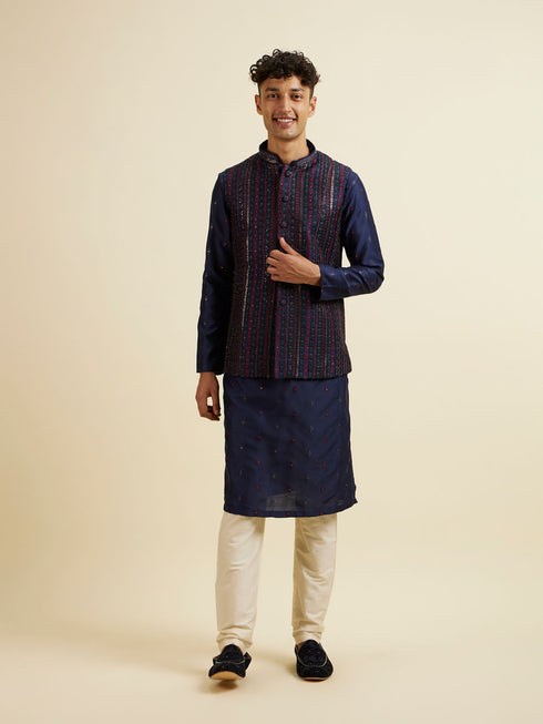 Manyavar Blue Entanglement Jacket Set