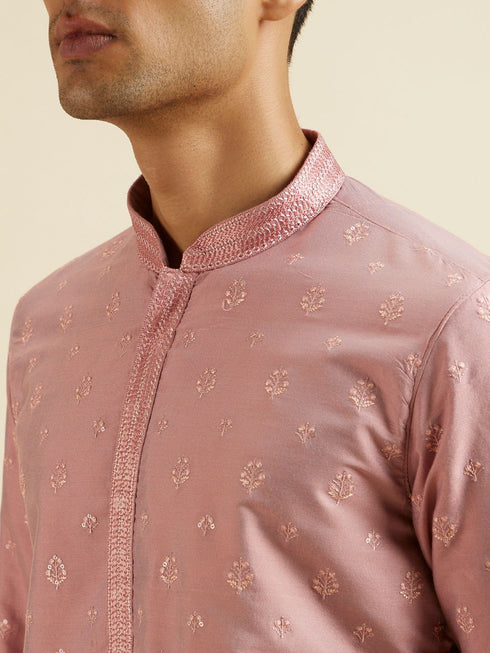 Manyavar Dusty Pink Buta Jaal Patterned Jacket Set