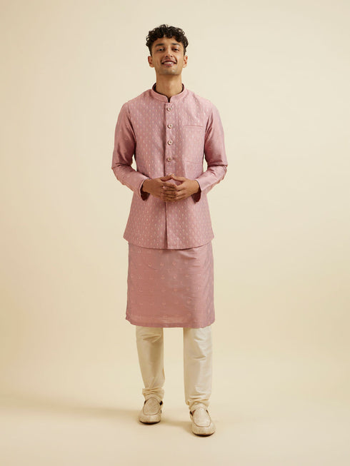 Manyavar Dusty Pink Buta Jaal Patterned Jacket Set