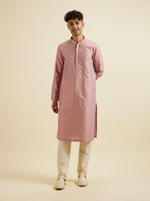 Manyavar Dusty Pink Buta Jaal Patterned Jacket Set