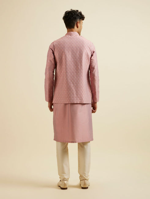 Manyavar Dusty Pink Buta Jaal Patterned Jacket Set