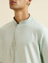 Manyavar Aqua Green & Light Grey Harlequin Print Jacket Set