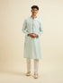 Manyavar Aqua Green & Light Grey Harlequin Print Jacket Set