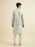 Manyavar Aqua Green & Light Grey Harlequin Print Jacket Set