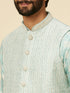 Manyavar Aqua Green Buta Patterned Jacket Set
