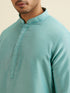 Manyavar Aqua Green Kurta Jacket Set with Exquisite Hand Embroidery and Cutdana Work