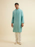 Manyavar Aqua Green Kurta Jacket Set with Exquisite Hand Embroidery and Cutdana Work