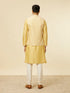 Manyavar Yellow Grid Patterned Chowkadi Motif Jacket Set