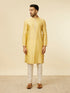Manyavar Yellow Grid Patterned Chowkadi Motif Jacket Set