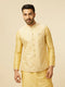 Manyavar Yellow Grid Patterned Chowkadi Motif Jacket Set