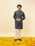 Manyavar Indigo Blue Ikat Inspired Kurta Jacket Set