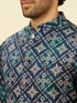 Manyavar Indigo Blue Ikat Inspired Kurta Jacket Set