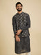 Manyavar Ebony Black Jacket Set with Chowkadi Motifs