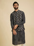 Manyavar Ebony Black Jacket Set with Chowkadi Motifs