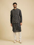 Manyavar Ebony Black Jacket Set with Chowkadi Motifs