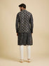 Manyavar Ebony Black Jacket Set with Chowkadi Motifs