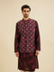 Manyavar Dark Wine Jacket Set with Chowkadi Motifs