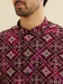 Manyavar Dark Wine Jacket Set with Chowkadi Motifs