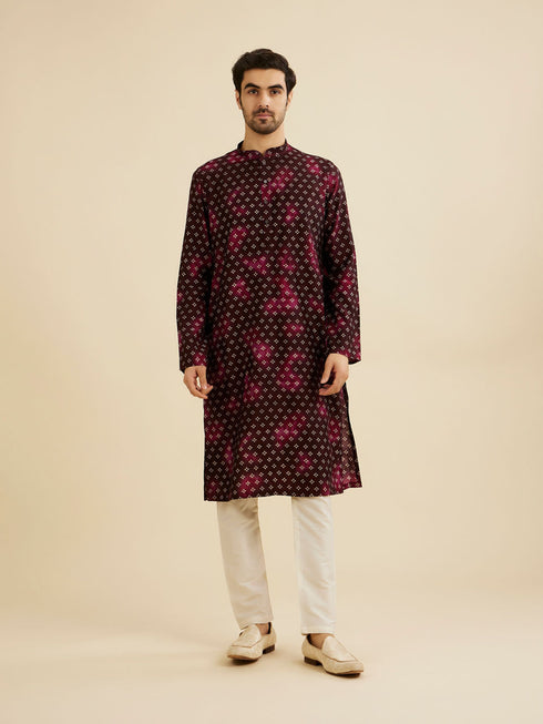 Manyavar Dark Wine Jacket Set with Chowkadi Motifs