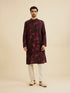 Manyavar Dark Wine Jacket Set with Chowkadi Motifs