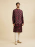 Manyavar Dark Wine Jacket Set with Chowkadi Motifs