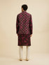 Manyavar Dark Wine Jacket Set with Chowkadi Motifs
