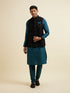 Manyavar Dark Blue & Teal Blue Sequined Jacket Set