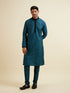 Manyavar Dark Blue & Teal Blue Sequined Jacket Set
