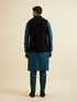 Manyavar Dark Blue & Teal Blue Sequined Jacket Set