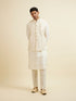 Manyavar Bright Cream Mirror Embellished Jacket Set
