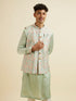 Manyavar Light Mid Green Paisley Print Jacket Set