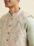 Manyavar Light Mid Green Paisley Print Jacket Set