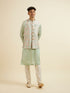 Manyavar Light Mid Green Paisley Print Jacket Set