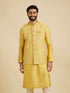 Manyavar Mustard Yellow Jaal Patterned Jacket Set with Fern Motifs