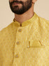Manyavar Mustard Yellow Jaal Patterned Jacket Set with Fern Motifs