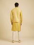 Manyavar Mustard Yellow Jaal Patterned Jacket Set with Fern Motifs