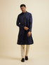 Manyavar Dark Blue Buta Patterned Jacket Set
