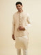 Manyavar Cream Beige Self Patterned Jacket Set