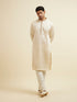 Manyavar Cream Beige Self Patterned Jacket Set